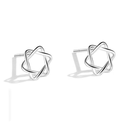 Simple Style Four Leaf Clover Star Heart Shape Silver Ear Studs 1 Pair