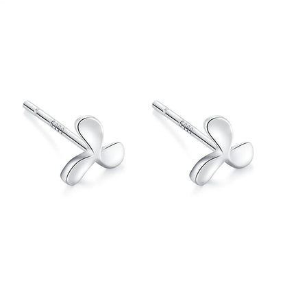 Simple Style Four Leaf Clover Star Heart Shape Silver Ear Studs 1 Pair