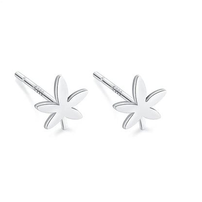 Simple Style Four Leaf Clover Star Heart Shape Silver Ear Studs 1 Pair