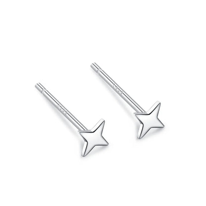 Simple Style Four Leaf Clover Star Heart Shape Silver Ear Studs 1 Pair