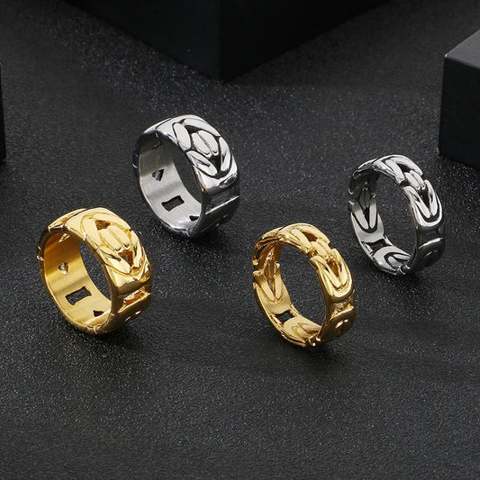 Simple Style Geometric 304 Stainless Steel 18K Gold Plated Men'S Rings