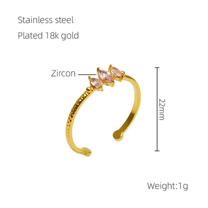 Simple Style Geometric 304 Stainless Steel 18K Gold Plated Zircon Open Rings In Bulk