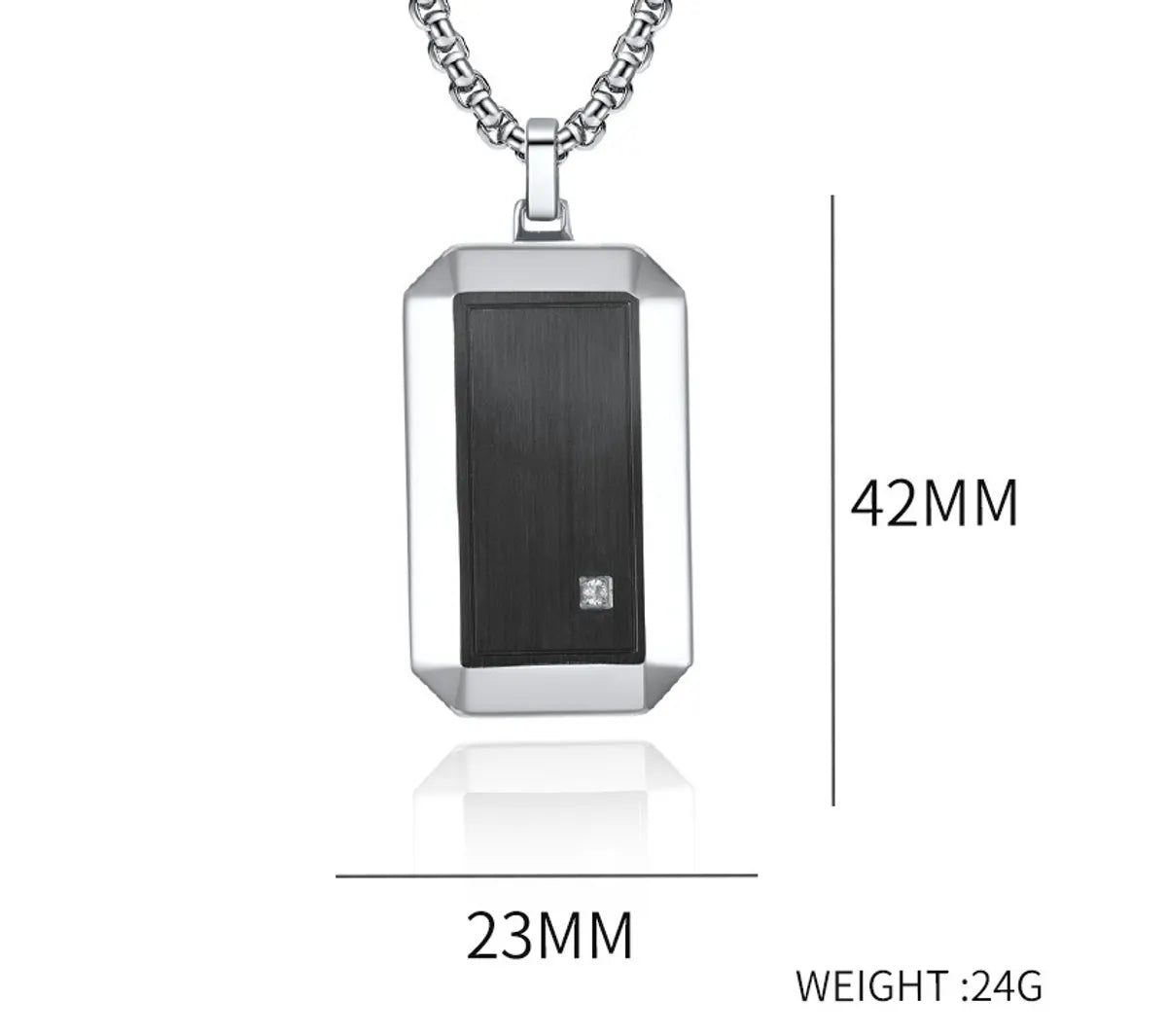 Simple Style Geometric 304 Stainless Steel Inlay Zircon Men'S Pendant Necklace