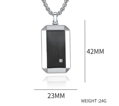 Simple Style Geometric 304 Stainless Steel Inlay Zircon Men'S Pendant Necklace