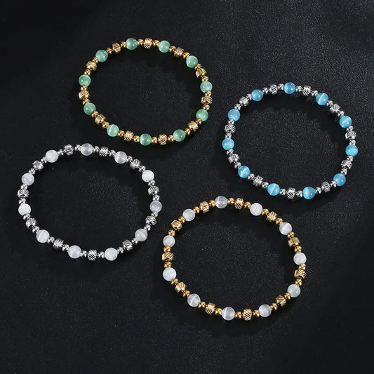 Simple Style Geometric 304 Stainless Steel Opal Bracelets In Bulk