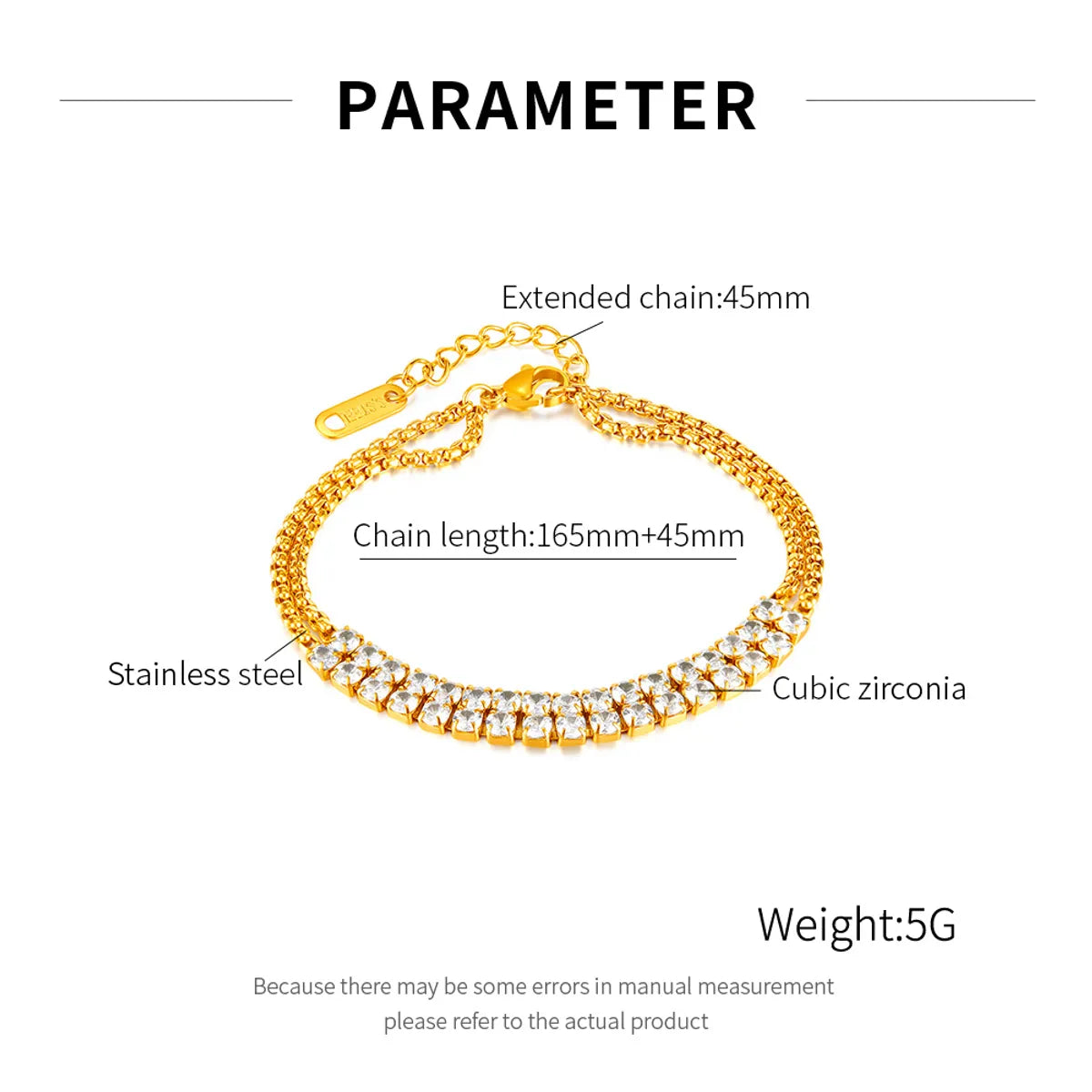 Simple Style Geometric 304 Stainless Steel Zircon Bracelets In Bulk