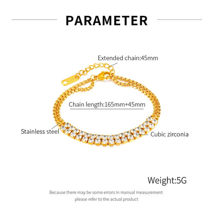 Simple Style Geometric 304 Stainless Steel Zircon Bracelets In Bulk