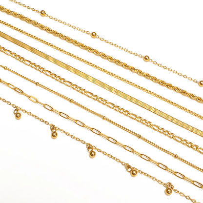 Simple Style Geometric 316L Stainless Steel  18K Gold Plated Bracelets In Bulk