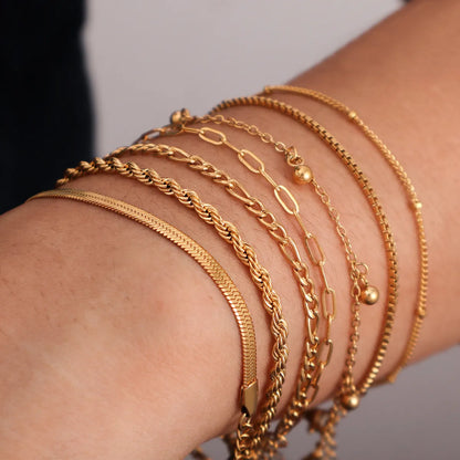 Simple Style Geometric 316L Stainless Steel  18K Gold Plated Bracelets In Bulk