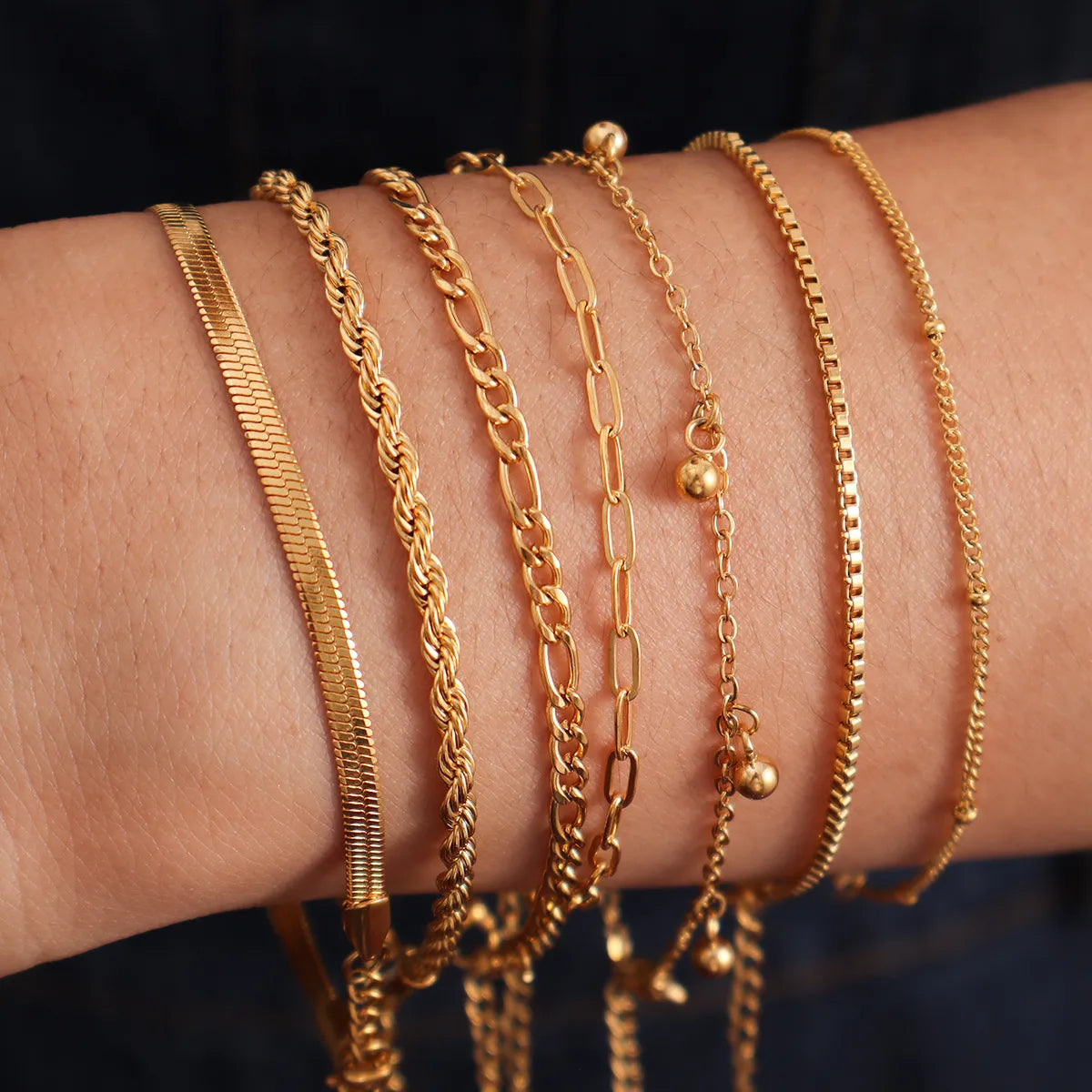 Simple Style Geometric 316L Stainless Steel  18K Gold Plated Bracelets In Bulk