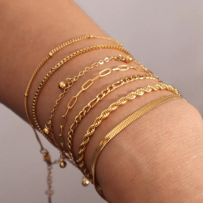 Simple Style Geometric 316L Stainless Steel  18K Gold Plated Bracelets In Bulk