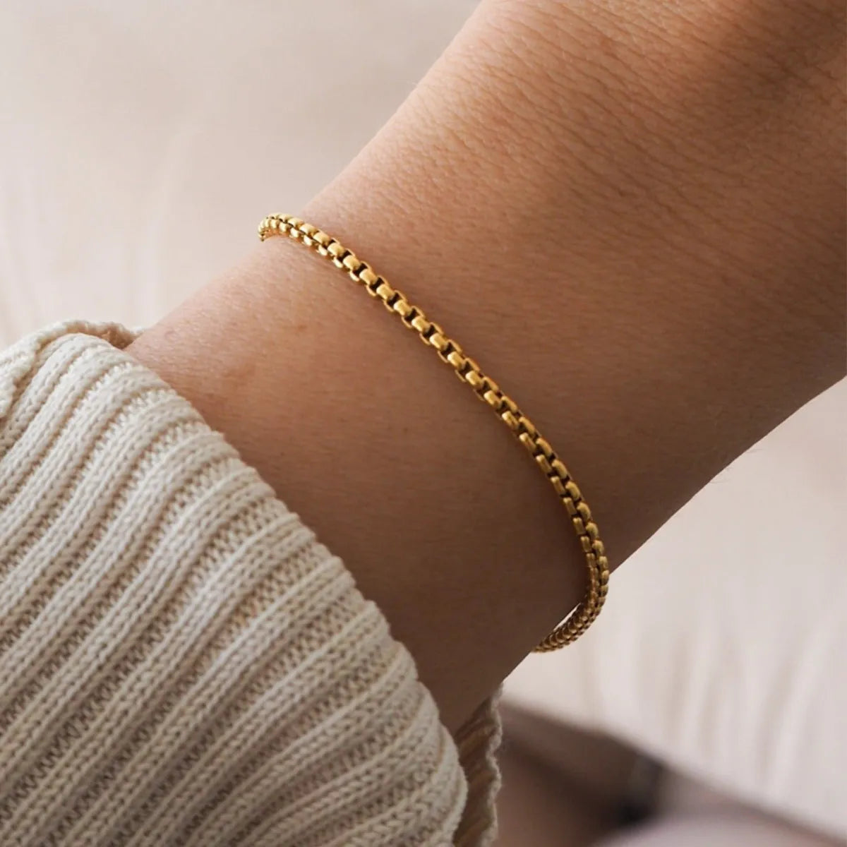 Simple Style Geometric 316L Stainless Steel  18K Gold Plated Bracelets In Bulk