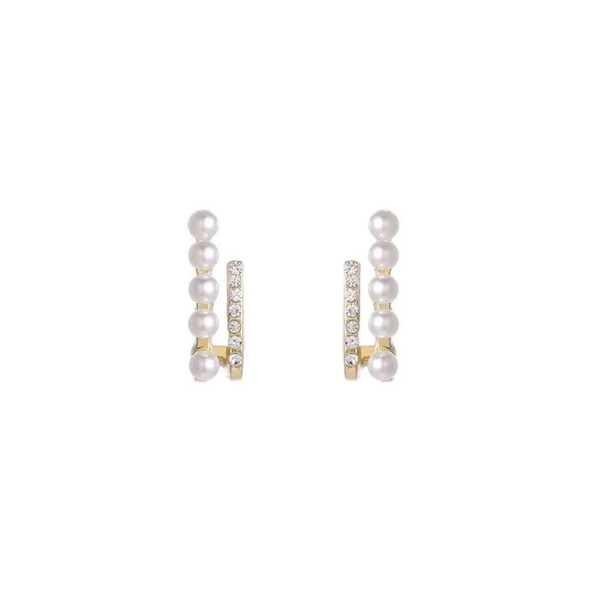 Simple Style Geometric Alloy Layered Artificial Pearls Rhinestones Women's Ear Studs 1 Pair