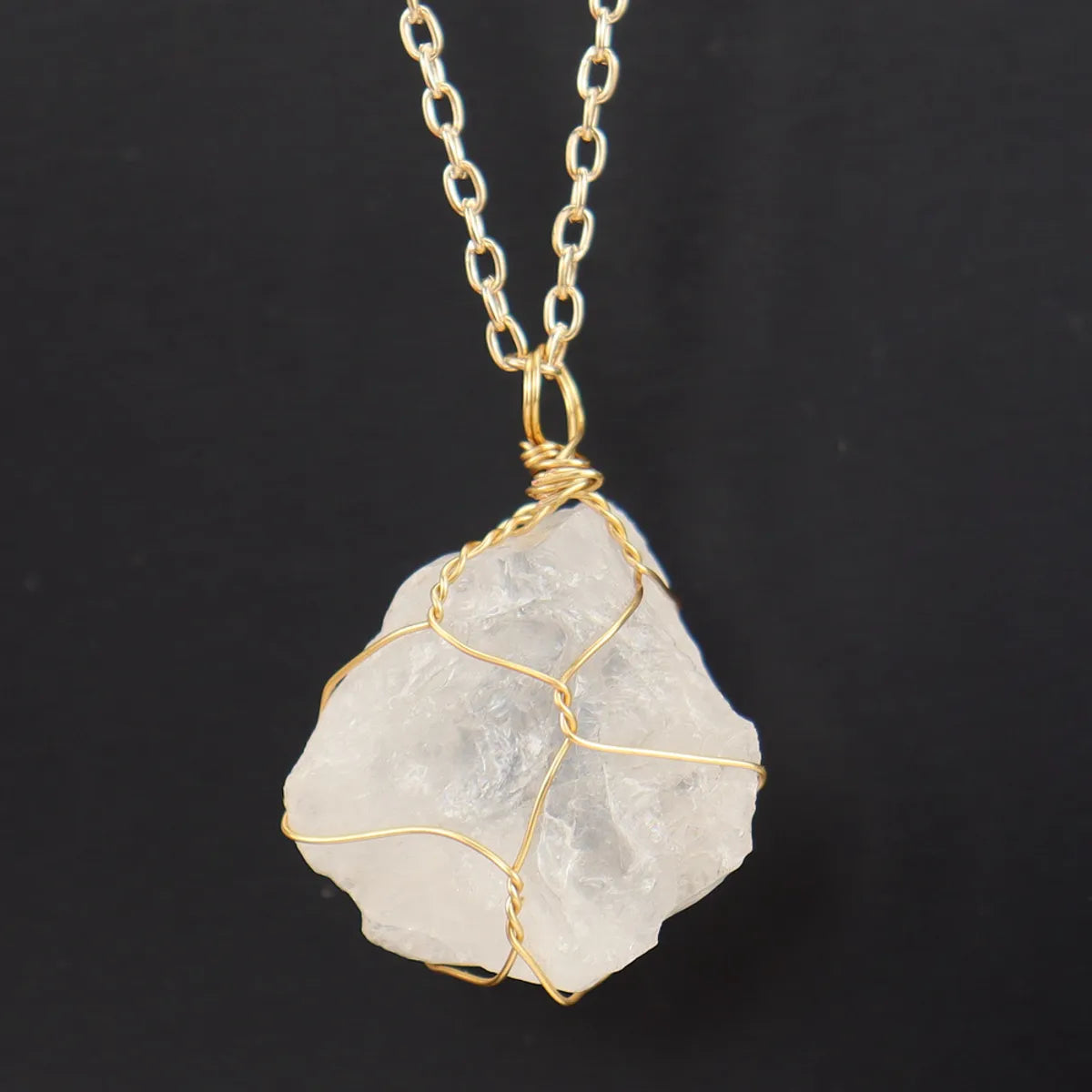 Simple Style Geometric Alloy Natural Stone Knitting Pendant Necklace