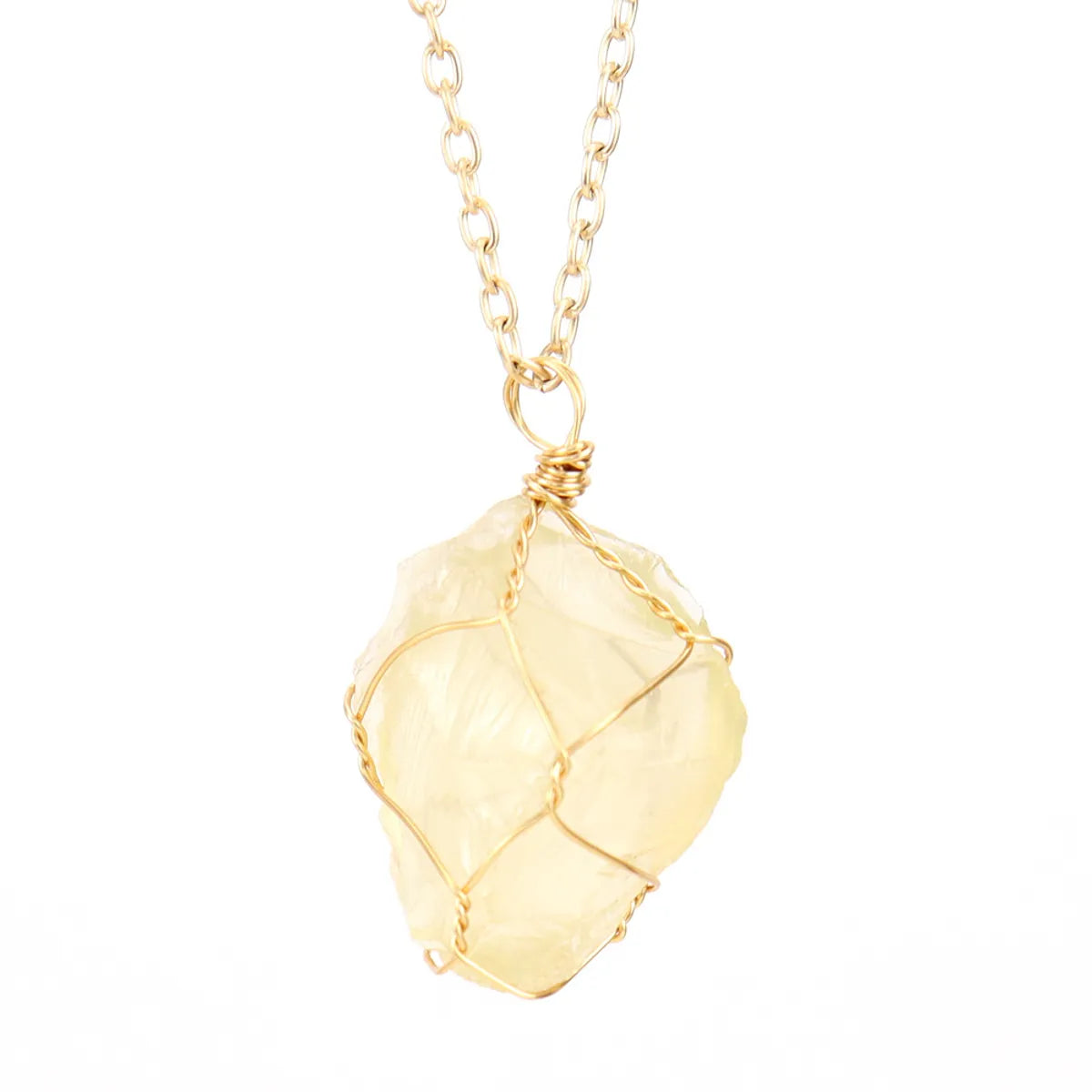 Simple Style Geometric Alloy Natural Stone Knitting Pendant Necklace