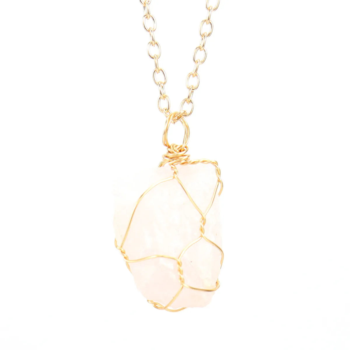 Simple Style Geometric Alloy Natural Stone Knitting Pendant Necklace