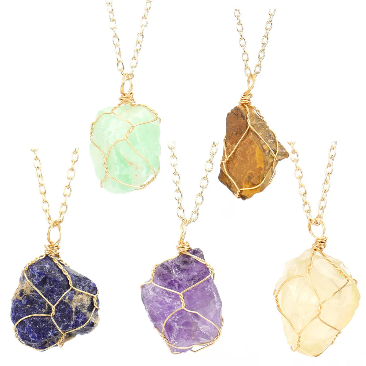 Simple Style Geometric Alloy Natural Stone Knitting Pendant Necklace