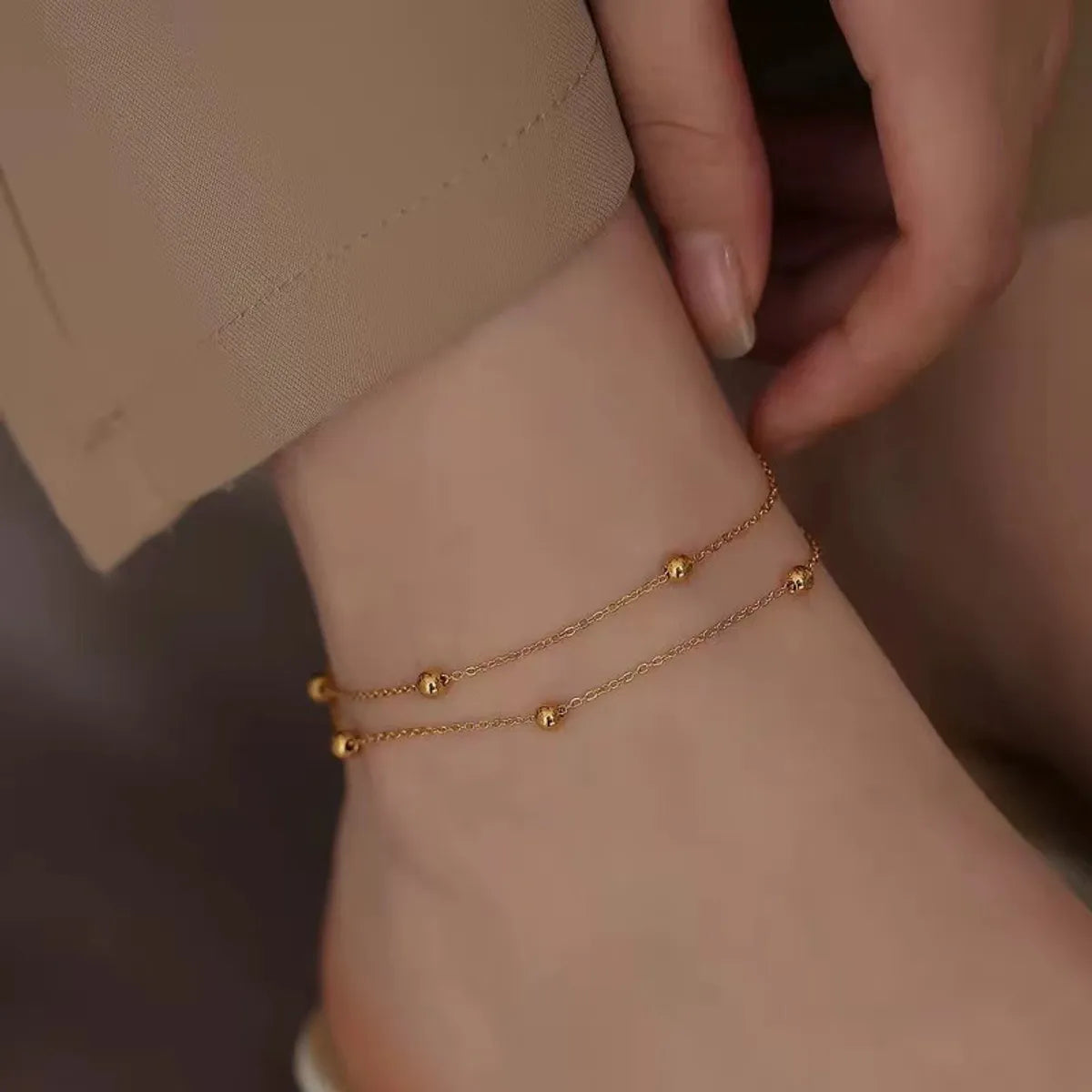 Simple Style Geometric Alloy Plating Anklet