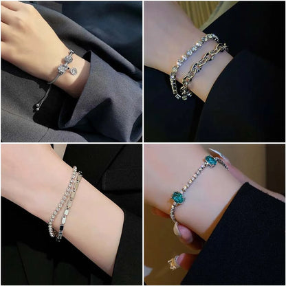 Simple Style Geometric Alloy Plating Artificial Gemstones Women's Bracelets