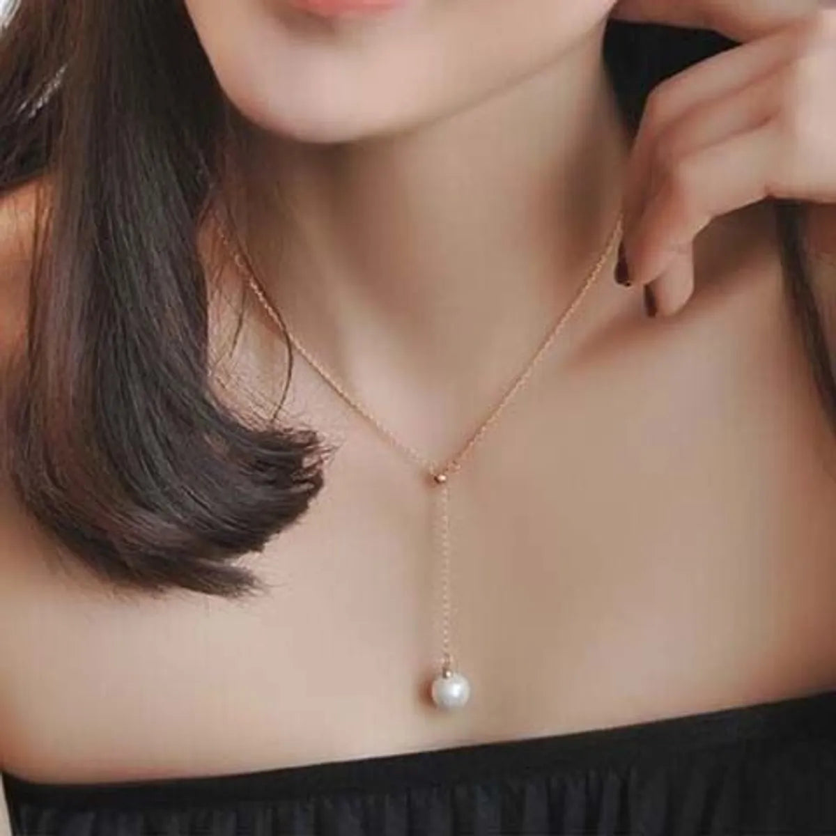 Simple Style Geometric Alloy Plating Pearl Necklace