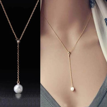 Simple Style Geometric Alloy Plating Pearl Necklace