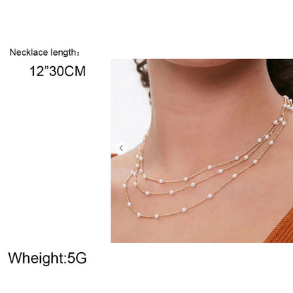 Simple Style Geometric Alloy Plating Pearl Necklace