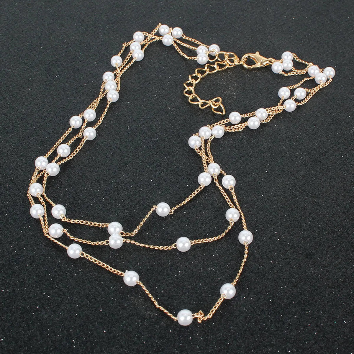 Simple Style Geometric Alloy Plating Pearl Necklace