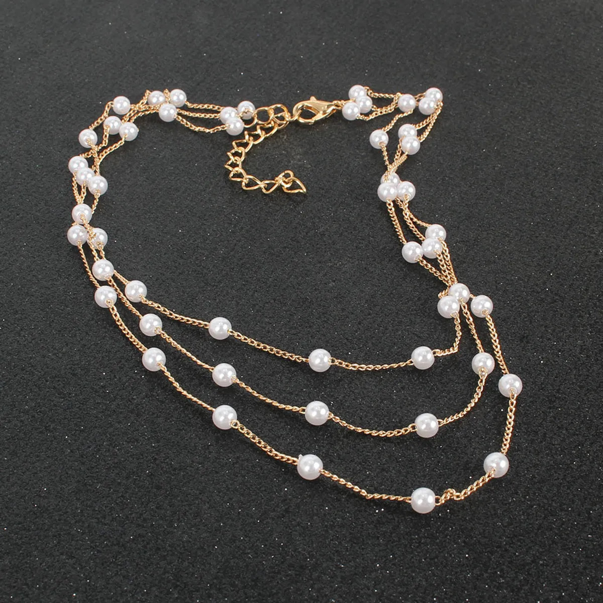 Simple Style Geometric Alloy Plating Pearl Necklace