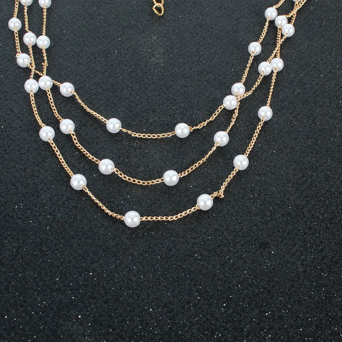 Simple Style Geometric Alloy Plating Pearl Necklace