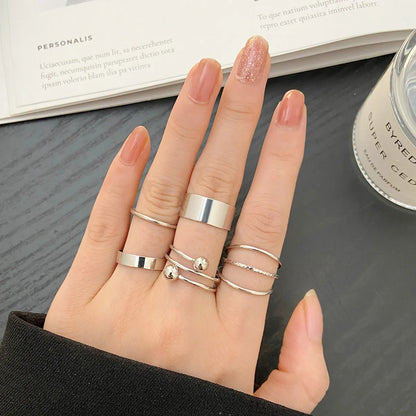 Simple Style Geometric Alloy Plating Rings 5 Pieces