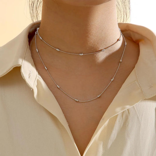 Simple Style Geometric Alloy Plating Women's Double Layer Necklaces