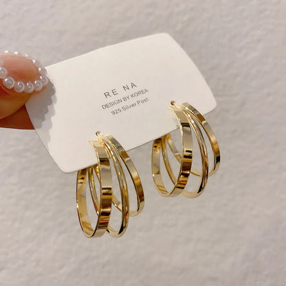 Simple Style Geometric Alloy Plating Women'S Hoop Earrings 1 Pair