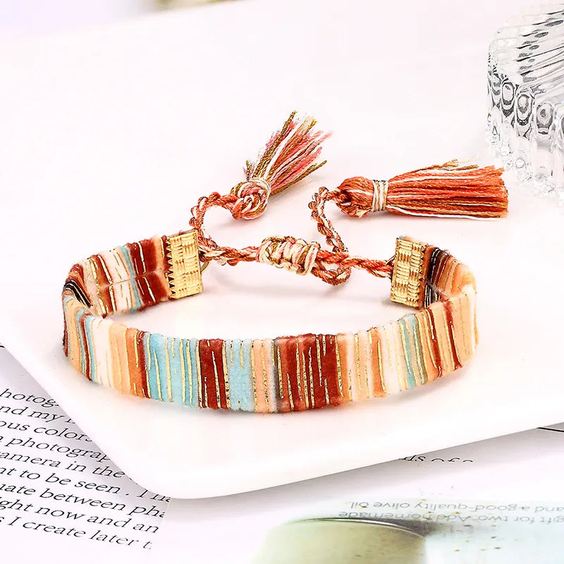 Simple Style Geometric Alloy Polyester Plating Gold Plated Unisex Bracelets