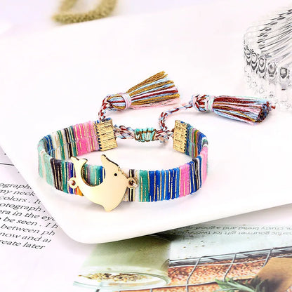 Simple Style Geometric Alloy Polyester Plating Gold Plated Unisex Bracelets