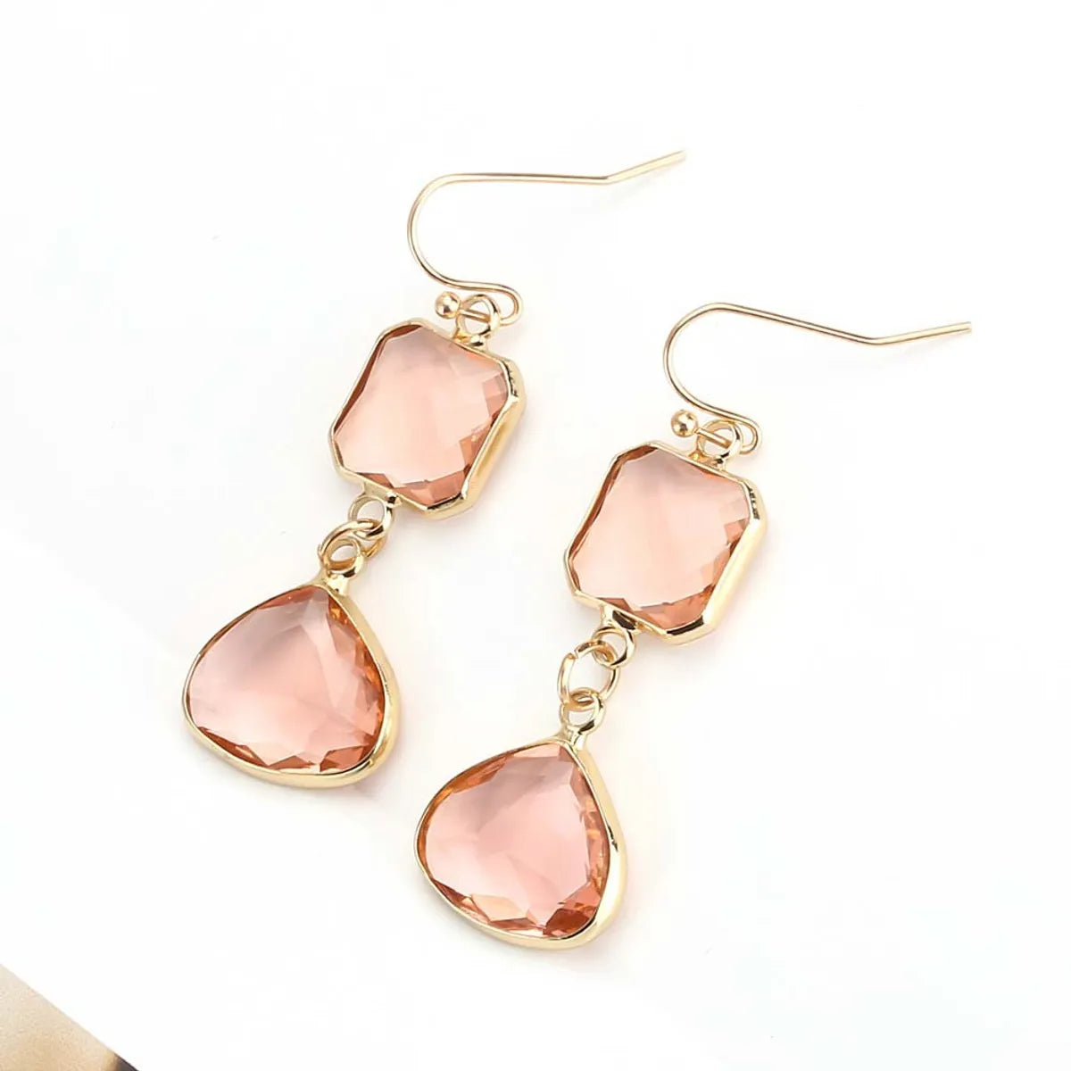 Simple Style Geometric Artificial Crystal Glass Inlay Artificial Gemstones Women'S Drop Earrings