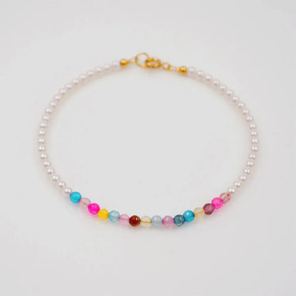 Simple Style Geometric Artificial Crystal Imitation Pearl Titanium Steel Wholesale Bracelets