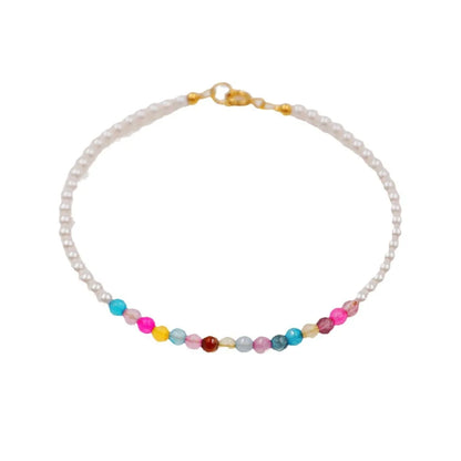 Simple Style Geometric Artificial Crystal Imitation Pearl Titanium Steel Wholesale Bracelets