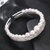 Simple Style Geometric Artificial Gemstones Artificial Pearl Zinc Alloy Layered Inlay Rhinestones Pearl Women'S Wristband