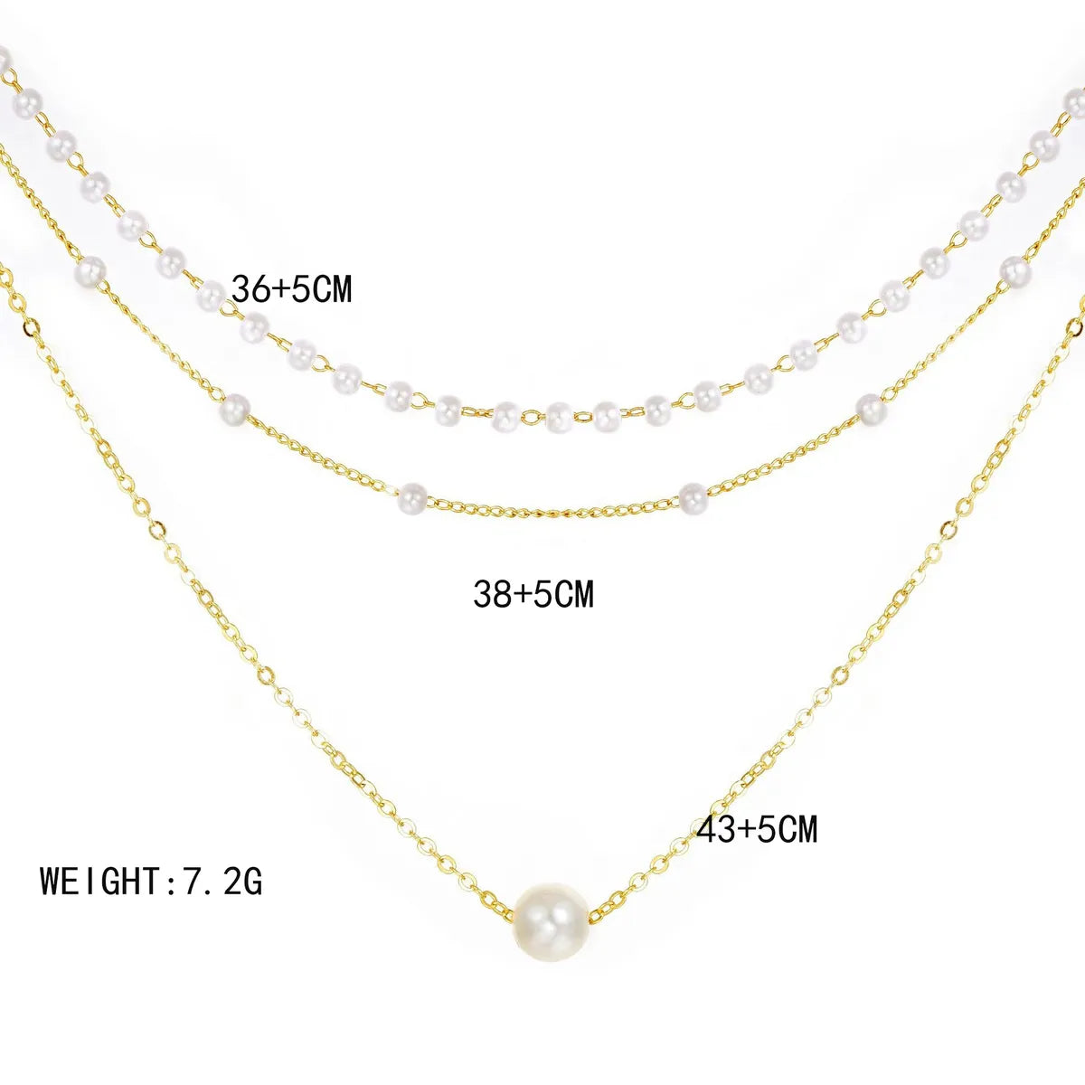 Simple Style Geometric Artificial Pearl Alloy Plating Women's Three Layer Necklace