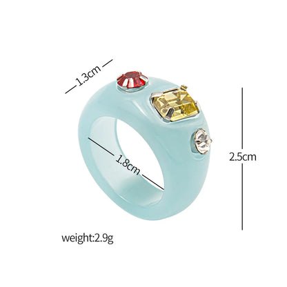 Simple Style Geometric Arylic Resin Inlay Rhinestones Women'S Rings