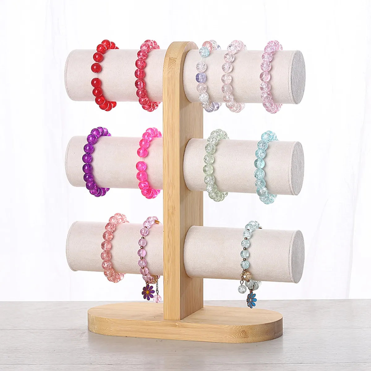 Simple Style Geometric Bamboo Flannel Patchwork Jewelry Display