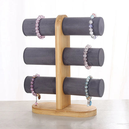 Simple Style Geometric Bamboo Flannel Patchwork Jewelry Display