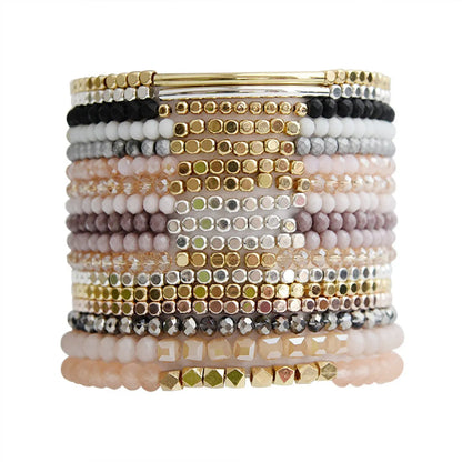 Simple Style Geometric Beaded Crystal Bracelets