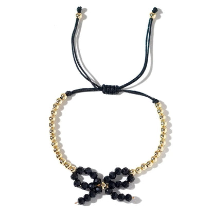 Simple Style Geometric Bow Knot Imitation Pearl Rope Copper Wholesale Drawstring Bracelets