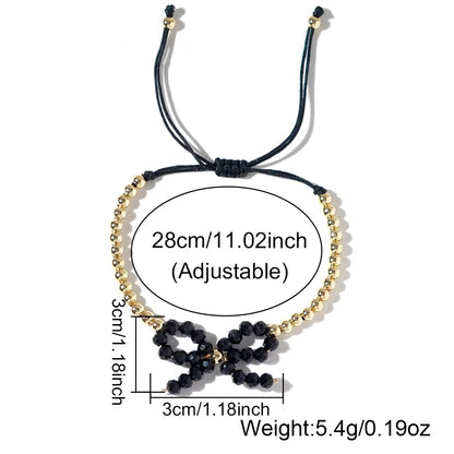 Simple Style Geometric Bow Knot Imitation Pearl Rope Copper Wholesale Drawstring Bracelets