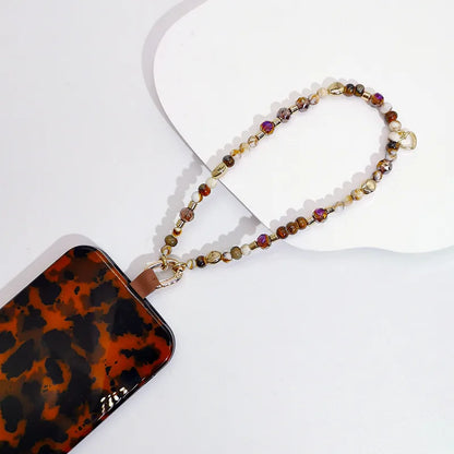 Simple Style Geometric CCB Crystal Beads Glass Bead Mobile Phone Lanyard