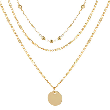 Simple Style Geometric Circle Alloy Plating Women's Layered Necklaces