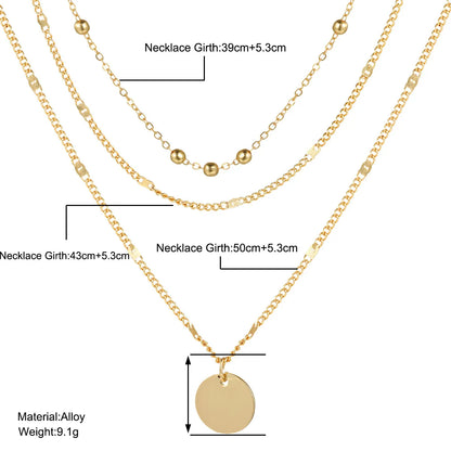 Simple Style Geometric Circle Alloy Plating Women's Layered Necklaces