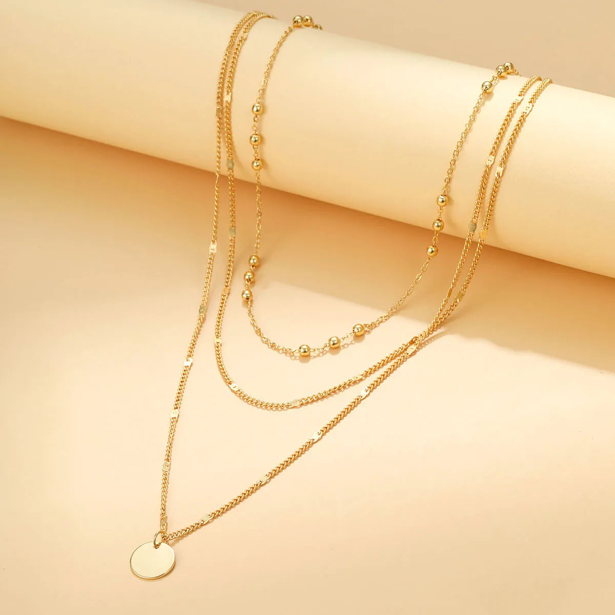 Simple Style Geometric Circle Alloy Plating Women's Layered Necklaces