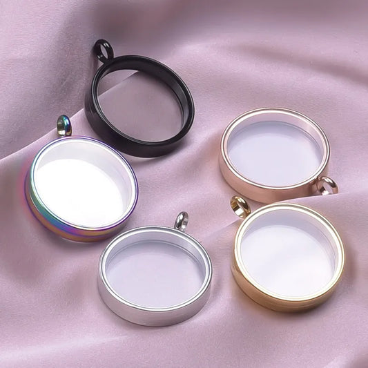 1 Piece 304 Stainless Steel 18K Gold Plated Circle Solid Color Polished Pendant